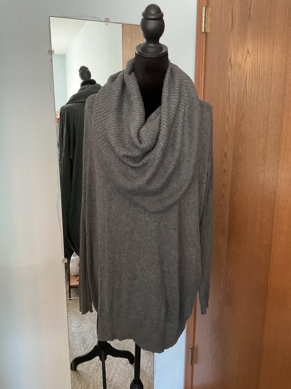 Victorias Secret Cashmere Blend Ribbed Knit Cowl Neck Tunic Sweater Slouchy XS